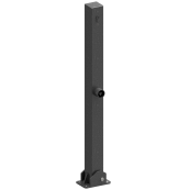 Barrier post 70 x 70 mm | foldable | with profile cylinder lock | and triangular lock | to be fixed by plugswith base plate 100 x 150 mm | hot-dip galvanized | with 1 eyelet